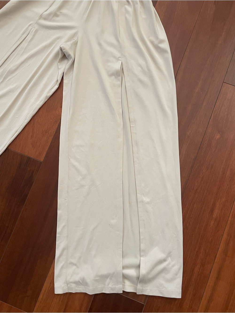 Susana Monaco String Slit Front Wide Leg Jumpsuit Blanched Almond size L | NWT - Picture 9 of 11